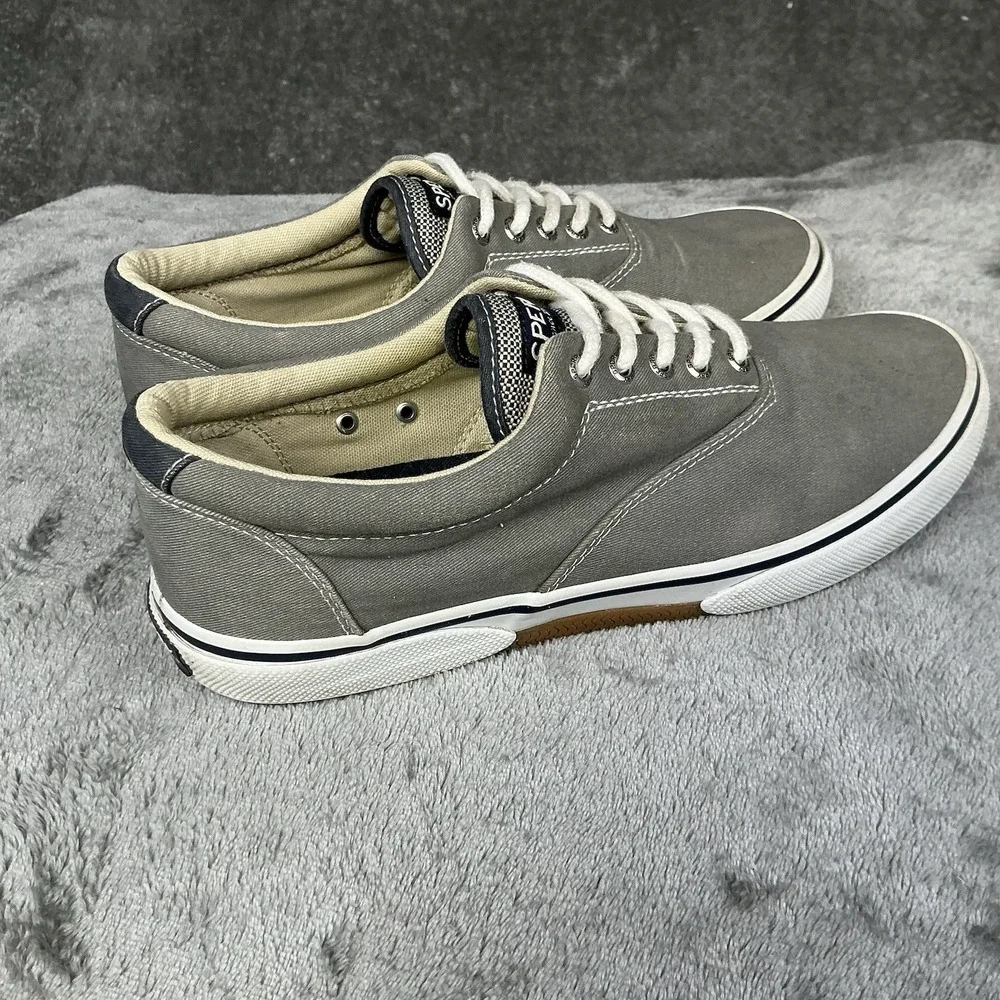 Sperry Top-Sider Halyard Boat Shoes Mens 9M Gray Canvas Memory Foam Nautical